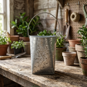 Galvanized Metal Pail Rustic Farmhouse Bucket Decorative <b>Planter</b> Organizer - Product Image 1