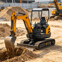 Mini-excavatrice hydraulique HT15 2,5 T, excavatrice compacte sur chenilles pour les projets agricoles, de jardinage et de construction