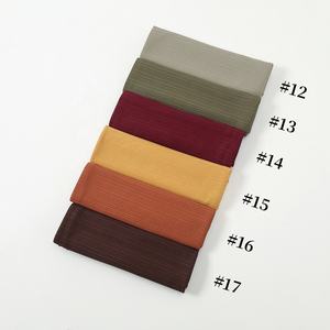 Geribbelde Katoenen Jersey Hijab Sjaal Lange Sjaal Vrouwen Moslim Hoofddoek Wraps Gestreepte Hoofdband Rekbare Geplooide <span class=keywords><strong>Bandana</strong></span> - Product Image 5