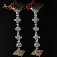 Support à fleurs en cristal européen transparent, accessoires romantiques pour mariage, décoration de table, support à fleurs pour décoration de mariage