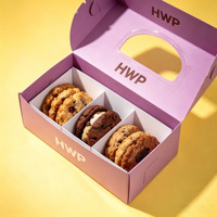 Boîte à biscuits personnalisée en papier avec fenêtre en PVC et insert de séparation, emballage alimentaire de qualité pour biscuits, macarons et pâtisseries