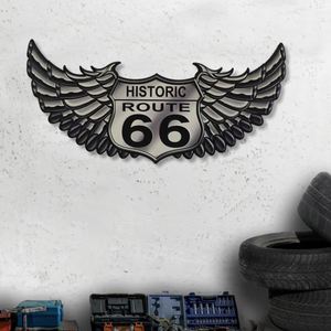 Insegna in Metallo Retrò con Goffratura Route 66, Insegna Storica Vintage Route 66 per Garage, Bar, Man Cave - Product Image 1