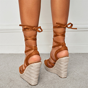 Sandales compensées confortables pour femme, style espadrille, à lacets, talons hauts, collection été 2025 - Product Image 4