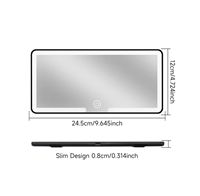 Miroir de maquillage pour pare-soleil de voiture avec écran tactile LED, luminosité réglable, miroir de maquillage intérieur de voiture rechargeable