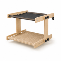 Lit suspendu pour chat YAOYUE, double couche, cadre en bois avec maille noire et tissage en sisal, hauteur réglable, fixation murale sans perçage, perchoir pour animaux de compagnie