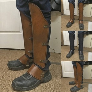 Costume de cosplay médiéval steampunk, guêpière vintage, protège-chaussures, couvre-bottes, guerrier, cavalier, soldat, armure, demi-gambes, leggings - Product Image 2