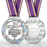 Medalla Deportiva 3D Personalizada de Metal, Oro y Plata, con Cinta, Fabricación de Trofeos de Danza y Ballet, Material de Aleación de Zinc
