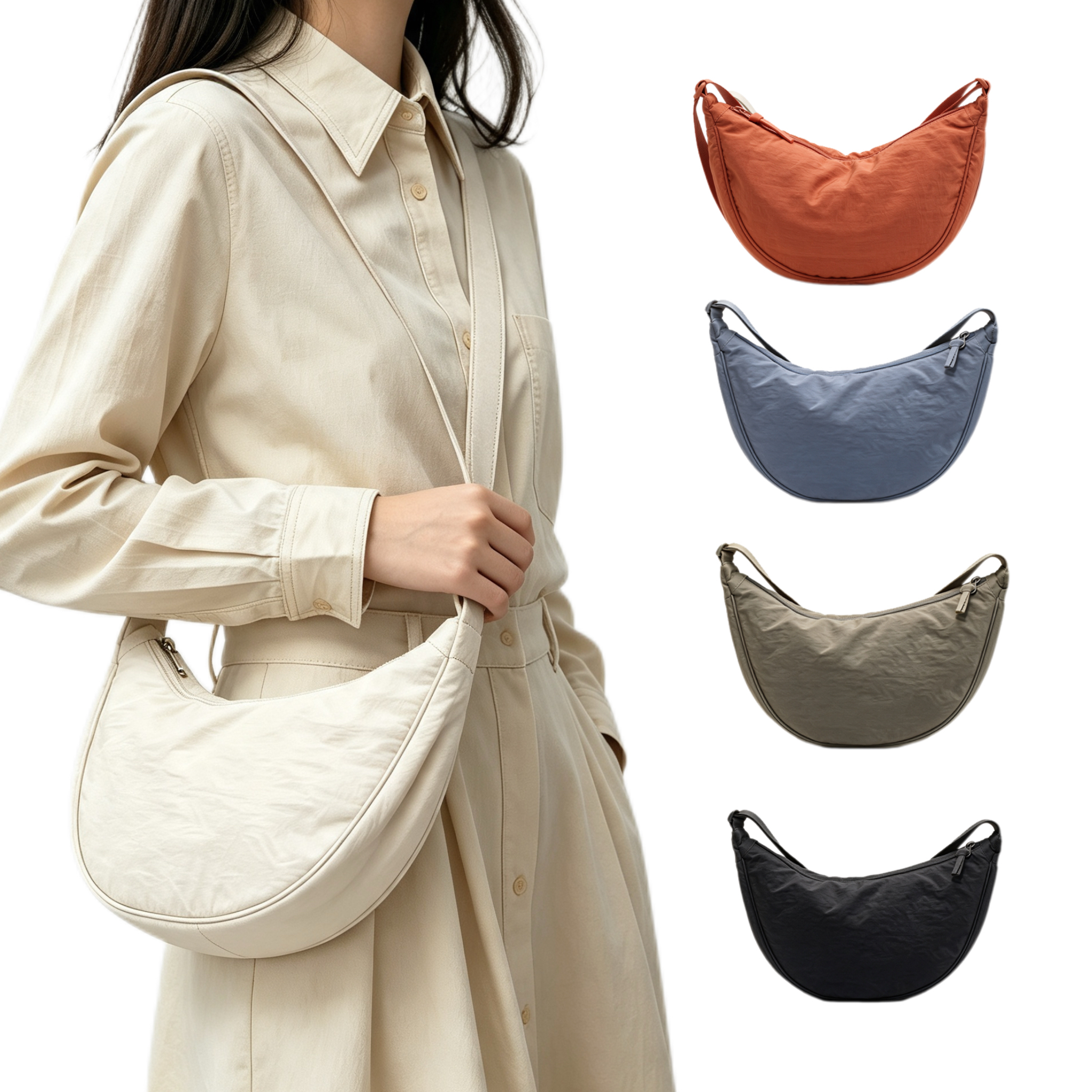 Capacity Lightweight Crescent Shoulder Crossbody Sling Bag