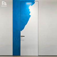 Porte en bois minimaliste à cadre invisible en aluminium, bois écologique, bord extrêmement fin, porte en bois pour chambre à coucher