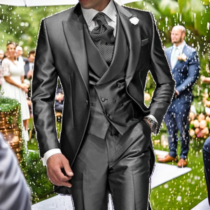 Traje de esmoquin de tres piezas para hombre, para negocios, bodas, banquetes, escenario, con botonadura sencilla, impermeable - Product Image 2