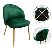 Chaise de Salle à Manger Rembourrée Élégante en Tissu Velours avec Pieds en Métal Aspect Bois, Couleurs Gris Beige Vert Rose, pour Cafés, Restaurants et Gastronomie