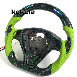 Volante <span class=keywords><strong>de</strong></span> Fibra <span class=keywords><strong>de</strong></span> Carbono Forjado Verde para <span class=keywords><strong>Ford</strong></span> <span class=keywords><strong>Fiesta</strong></span>, Compatible con Modelos 2008, 2009, 2010, <span class=keywords><strong>2011</strong></span>, 2012, 2013, Alta Calidad, Personalizable - Product Image 2