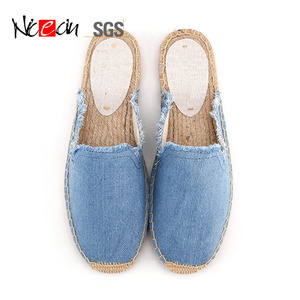 Nicecin-Zapatillas de tela vaquera transpirables para mujer, <span class=keywords><strong>chanclas</strong></span> de tacón plano de lino, color sólido, informales, azul, <span class=keywords><strong>alpargatas</strong></span>, venta al por mayor - Product Image 1