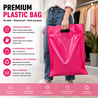 Sac de courses en plastique rose imprimé sur mesure avec poignée découpée pour l'emballage de vêtements, cosmétiques et cadeaux en détail