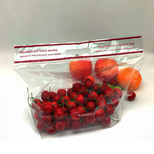 Sac en plastique respirant de qualité alimentaire pour fruits avec trou de suspension et curseur pour le stockage des fruits - Product Image 1