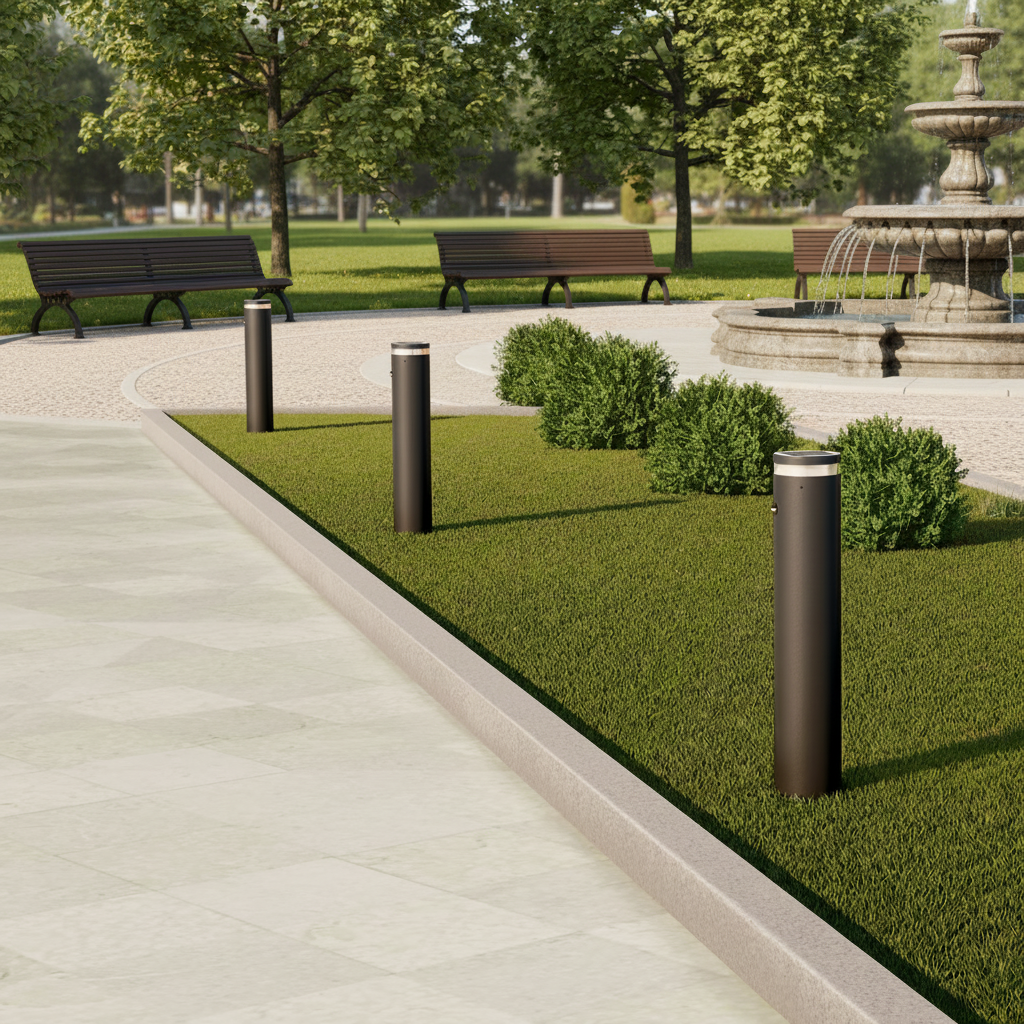 New Popular Design Electric Outdoor Lighting LED Bollard with Optic Lens IP65 Aluminum Landscape Solar Light Remote Control
