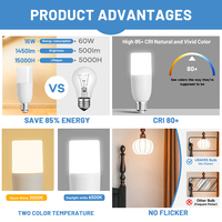 Ampoule LED en forme de bâton en aluminium+PC à haute luminosité B22/E27 5W/9W/12W/16W pour usage professionnel CRI 80 Garantie de 2 ans