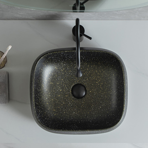 Usine OEM ODM, lavabo de salle de bain de petite taille, en marbre <span class=keywords><strong>noir</strong></span> Marquina, à poser sur le comptoir - Product Image 4