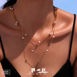 Collier ras du cou mystérieux en perles d'eau douce roses de haute qualité, en acier inoxydable doré, accessoire d'été élégant pour chrétiens - Product Image 4