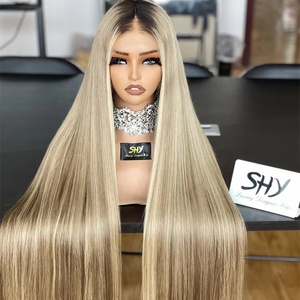 SHY Hair Design de luxe 13*4 HD perruque avant en dentelle transparente pour Ombre Salon couleur perruques avec cheveux vierges blanchis 5.0 noeud unique - Product Image 1