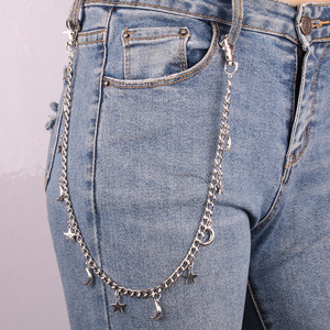 Star And <b>Moon</b> Pendant Waist Chain Zinc Alloy Unisex Hip Hop Punk Style Pants Chain Daily Wear - Product Image 1