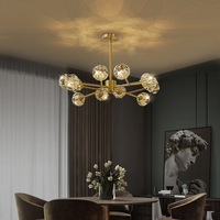 Lampe en cristal d'intérieur en cuivre post-moderne, art créatif, suspension magique en forme de haricot, lustre décoratif de luxe nordique