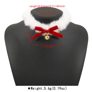 Kaimei <span class=keywords><strong>2025</strong></span> joyería de moda Navidad terciopelo arco campana <span class=keywords><strong>Collar</strong></span> mujer felpa cinta gargantilla cuello cadena campana gargantilla collares - Product Image 3