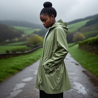Veste Safari à Capuche Imprimée Noire, Bleue et Kaki, Longue, Tendance, pour l'Extérieur, avec Fermeture Éclair, Haut de Gamme, Sans Coutures, Imperméable, Coupe-Vent, Anti-UV, en PU