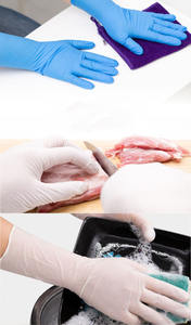 OEM ODM قفازات النتريل عالية المرونة خالية من المسحوق يمكن التخلص منها أزرق مطاط واقي للطعام الصيف الإنجليزية - Product Image 4