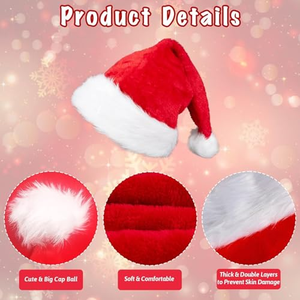 Chapeau de Noël pour bébé, chapeau de Père Noël en velours rouge moelleux - Product Image 4