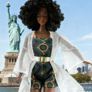 11.5 inç siyah cilt çocuk bebek derin yeşil astar + beyaz örgü ceket + pet köpek oyun seti - Product Image 4