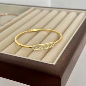 Hot Sales High-End 925 Sterling <b>Silver</b> Gold Plated <b>Cuff</b> <b>Bracelet</b> Sliding Brilliant Cut Zircon Cute Romantic Fashion Jewelry - Product Image 4