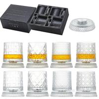 Set Gelas Shot Bercahaya dengan Alas Kristal, Kotak Hadiah, Cangkir Berputar - Hadiah Ulang Tahun untuk Bir & Anggur