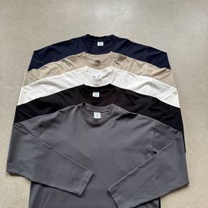 T-shirt a Maniche Lunghe da Uomo con Ricamo Personalizzato di Alta Qualità 270GSM di Lusso Tinta Unita Oversize Senza Polsini con Spalla Cadente - Product Image 1