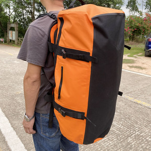Toptan ODM/OEM 90L 500D PVC açık su geçirmez branda sırt çantası sapanlar ile silindir seyahat çantası su geçirmez - Product Image 4