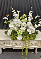 Centre de table luxueux artificiel blanc et vert, fleurs d'hortensia et de rose pour la décoration de table de mariage, banquet, événement, fête