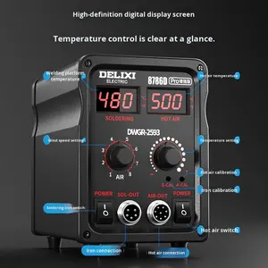 Heißluft-Reworkstation + Lötkolben 2-in-1 Bleifreies Löten Doppel-Display 100-500 ° C Mobile PC BGA Chip PCB Reparatur - Product Image 3