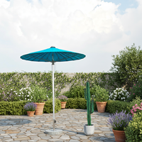 Parasol de terrasse rond de 3 m, 24 baleines en fibre de verre, mât en aluminium, base en marbre de 40 kg, résistant aux UV, imperméable, parasol d'extérieur