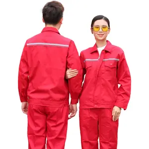 Pure Color Polyester Cotton Twill Welding Work Clothes Coverall Working Uniform Unisex