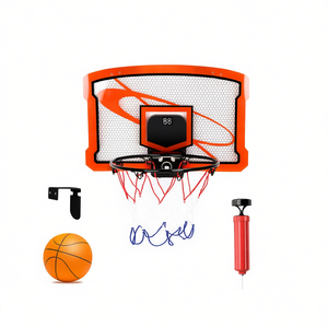 Mini aro de baloncesto con marcador eléctrico, equipo de entrenamiento plegable para niños y adultos, plástico naranja, uso en interiores - Product Image 1