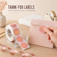 Autocollants personnalisés OEM en vinyle adhésif blanc floral imperméable de 1 pouce, 8 motifs, 500 pièces par rouleau, pour cadeaux et artisanat