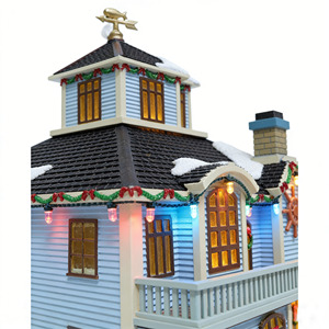Statuetta in Resina Illuminata a LED a Tema Natalizio Casa sul <span class=keywords><strong>Mare</strong></span>, Decorazione per Villaggio Natalizio a Tema Nautico - Product Image 4