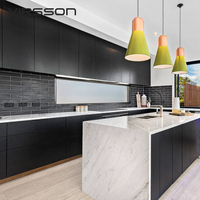 Îlot de cuisine moderne modulaire de haute qualité avec plan de travail en marbre et évier, ensembles complets pour villa