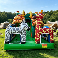 Structure gonflable robuste en PVC, thème Safari Jungle, pour location événementielle et jeux familiaux en extérieur