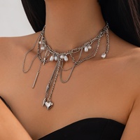 Collier Pendentif Cœur Minimaliste en Fausse Perle pour Femme, Style Européen et Américain, avec Chaîne en Bambou à Pompon Personnalisé