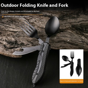 <span class=keywords><strong>Camping</strong></span> utensilio plegable multifuncional cuchara tenedor Spork abrebotellas para Picnic <span class=keywords><strong>Camping</strong></span> senderismo - Product Image 3