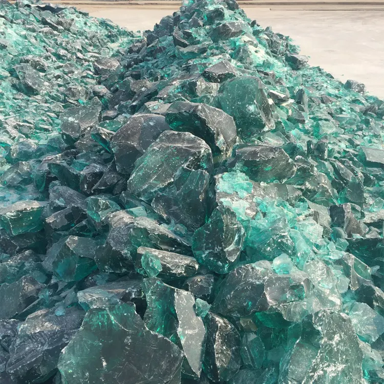 Rochers en verre, lot de 12, blocs de verre, ornements verts clairs, colorés, vente en gros