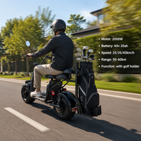 Trottinette Électrique à Deux Roues 3 Plus HR2 Golf Holder 2000W 60V 12Ah Batterie Lithium Étanche Moteur Sans Balais Éclairage LED 80kg