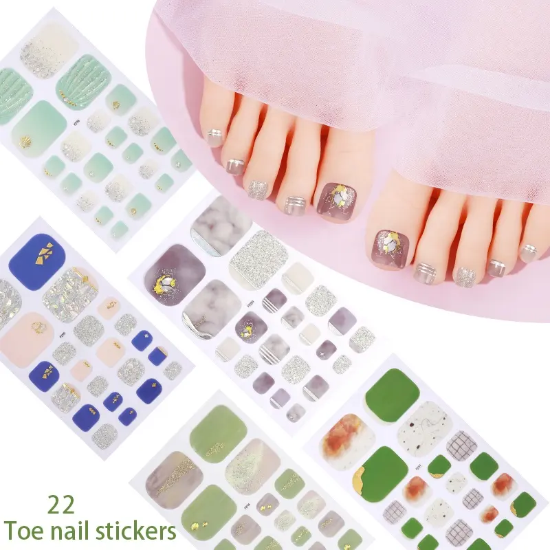 Korean Hot Sale Wholesale Semicured DIY 30pcs Pedicure Toe Nail Polish Nail Sticker & Wraps