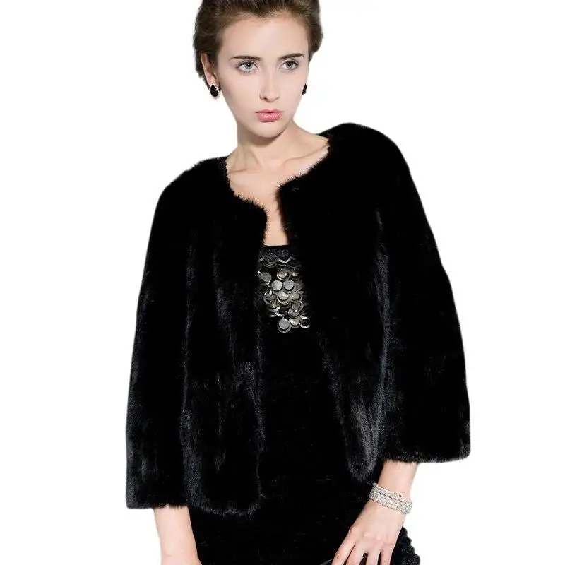 Elegant mink fur designer woman brand coat office coat for women